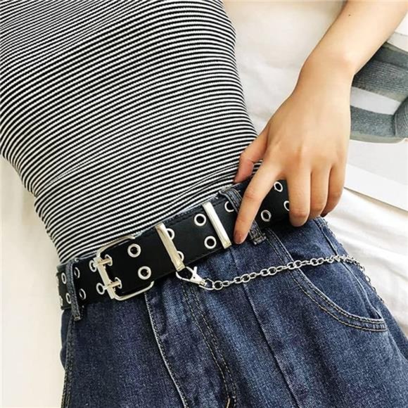 Grommet Leather Belts - Studded Holes Jeans Aesthetic Goth Punk-Waist-Belt main image 6
